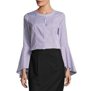 MILLY Michelle Striped Bell Sleeves Blouse in Violet